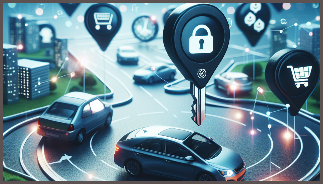 Automated payment symbols alongside car insurance elements for trust
