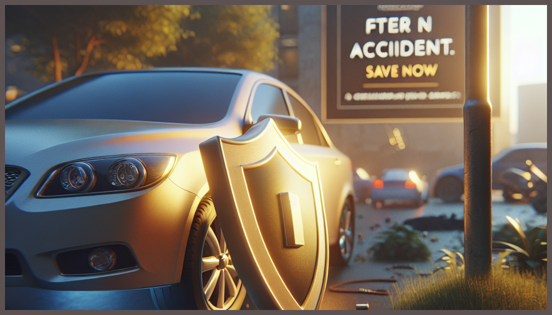 Conceptual representation of temporary car insurance coverage after an accident.