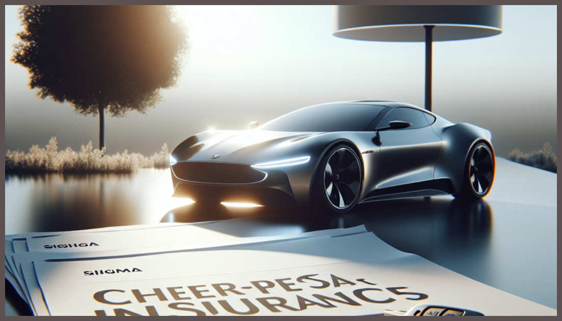 Illustration showing a car and insurance paperwork in a minimalist setting.