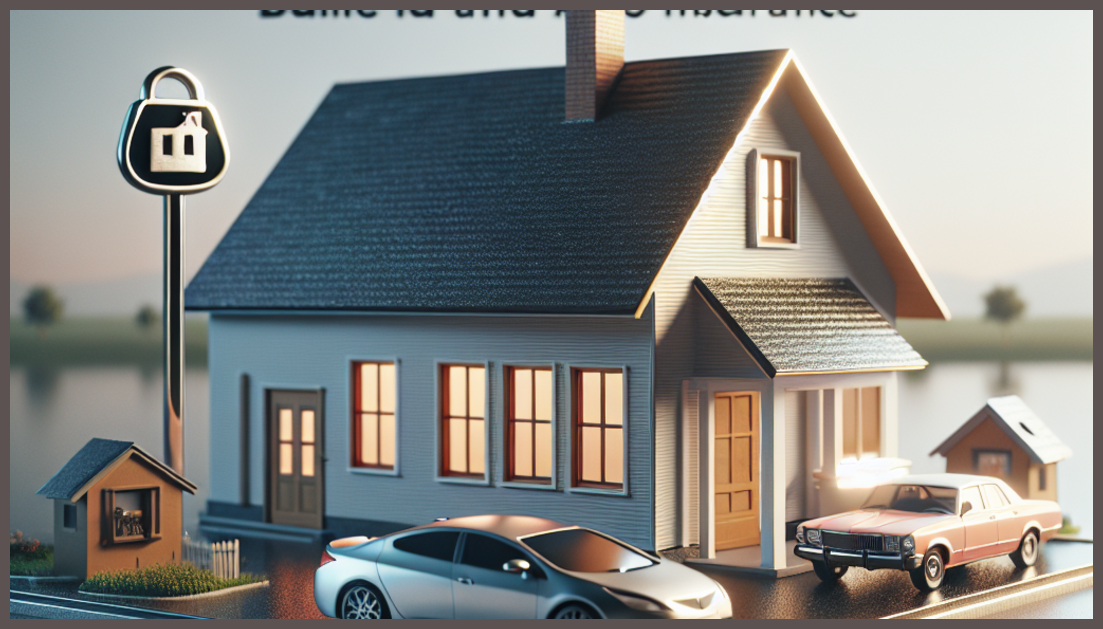 Insurance bundle concept with home and car symbolizing savings.