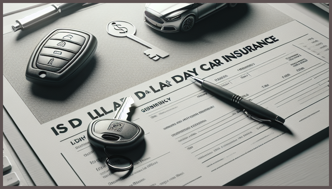 A car key on an insurance policy with a calculator and budget sheet.